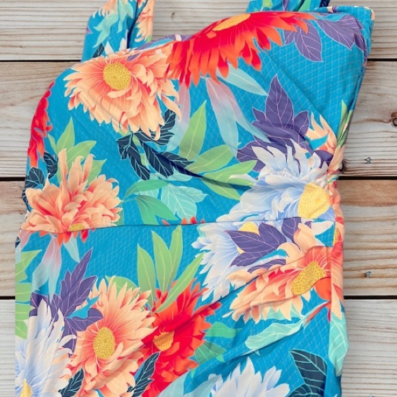 Jantzen Cascade Blue Resume To Bloom Capsleeve One Piece - Picture 7 of 16